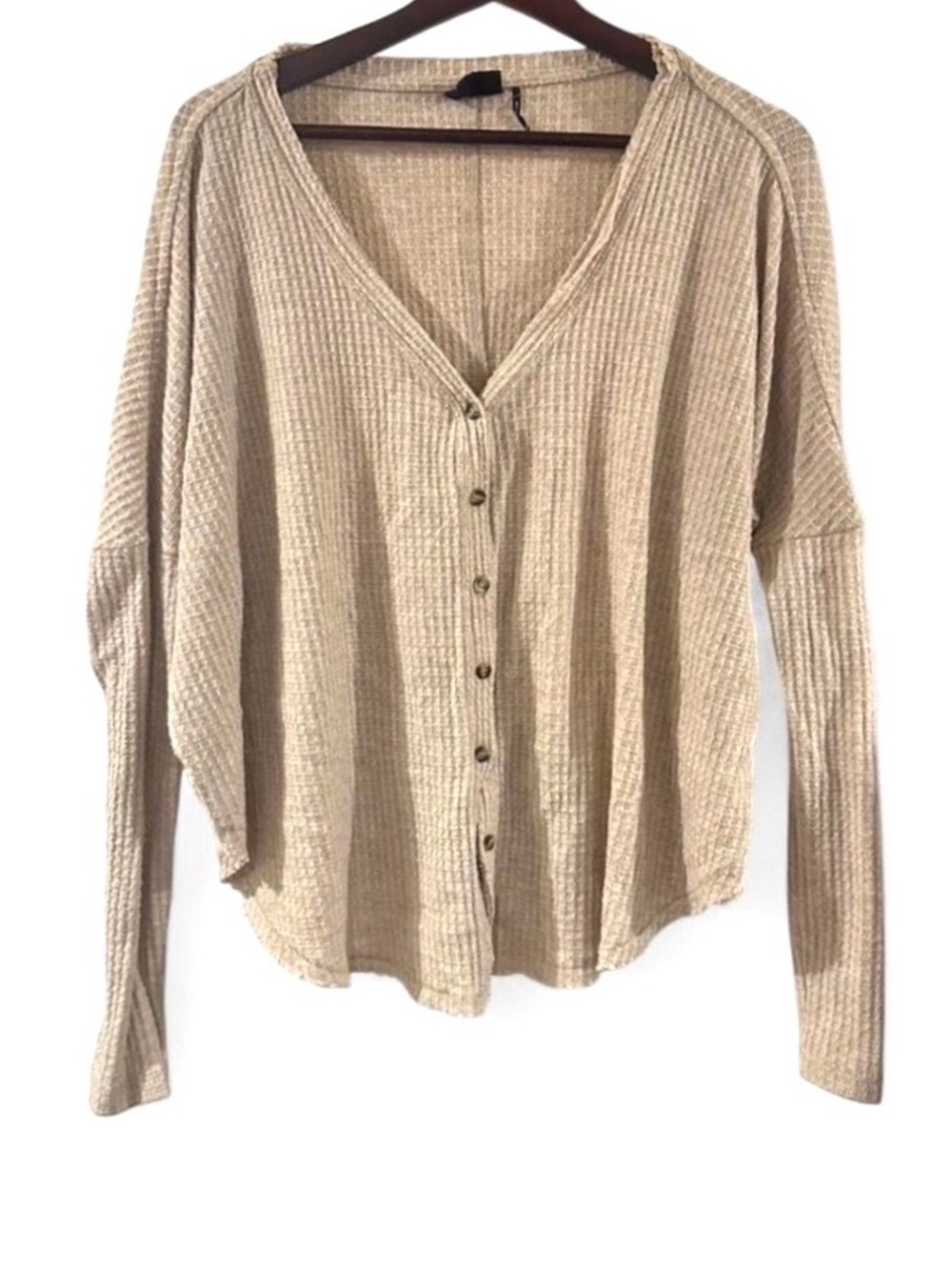 Oversized Beige Knit Cardigan Sweater Size Women’s Small